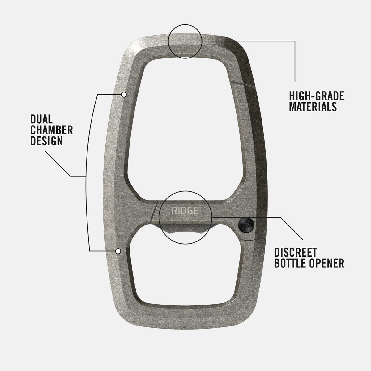 Dual Chamber Carabiner  - Stonewashed Titanium