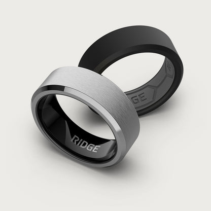 8mm Beveled Ring Set - Platinum