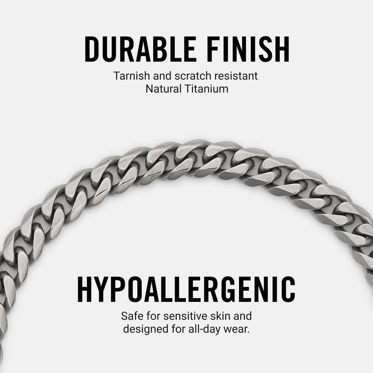 6mm Curb Bracelet - Titanium - Large