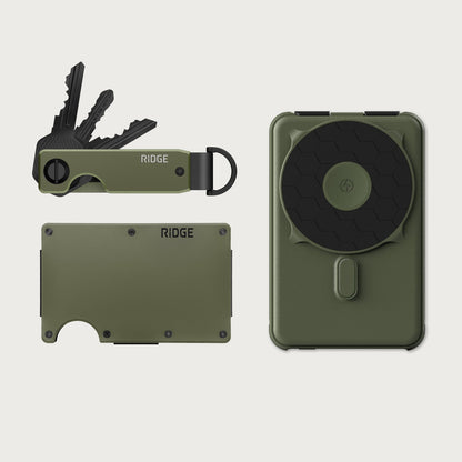 Ridge Wallet + Power Bank + KeyCase - Matte Olive — image 1